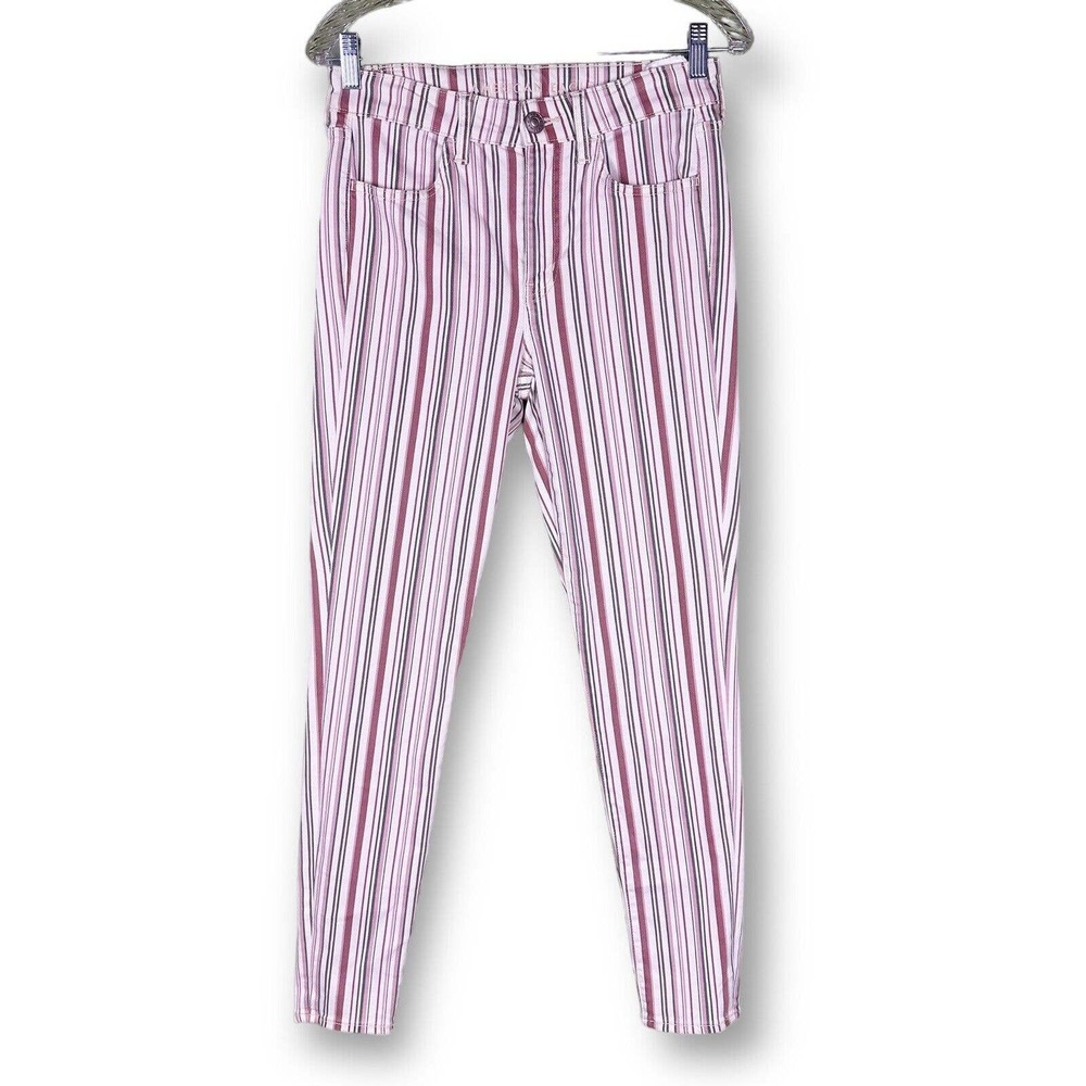 American Eagle Jegging Jeans Size 4 Striped High Rise Next Level Stretch Zip Fly
